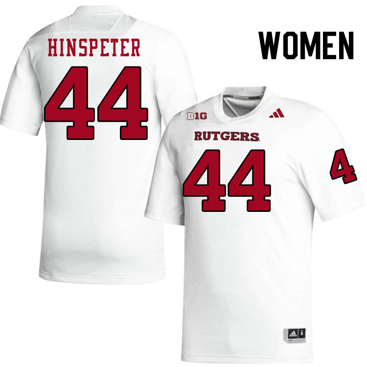 Women #44 Timmy Hinspeter Rutgers Scarlet Knights 2024 College Football Jerseys Stitched-White